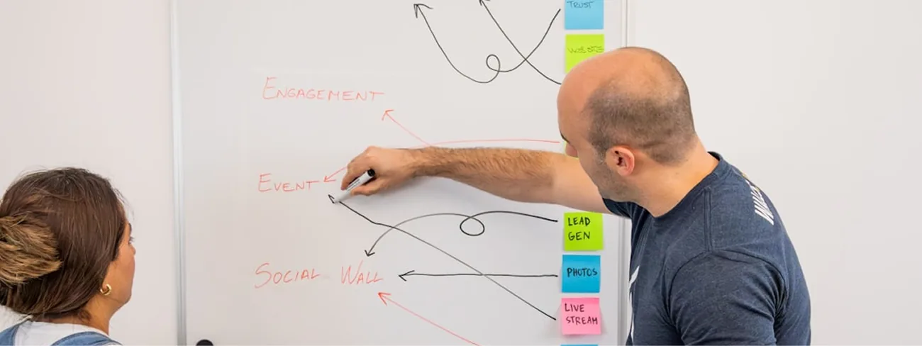 Consultants reviewing a technology strategy with a client team